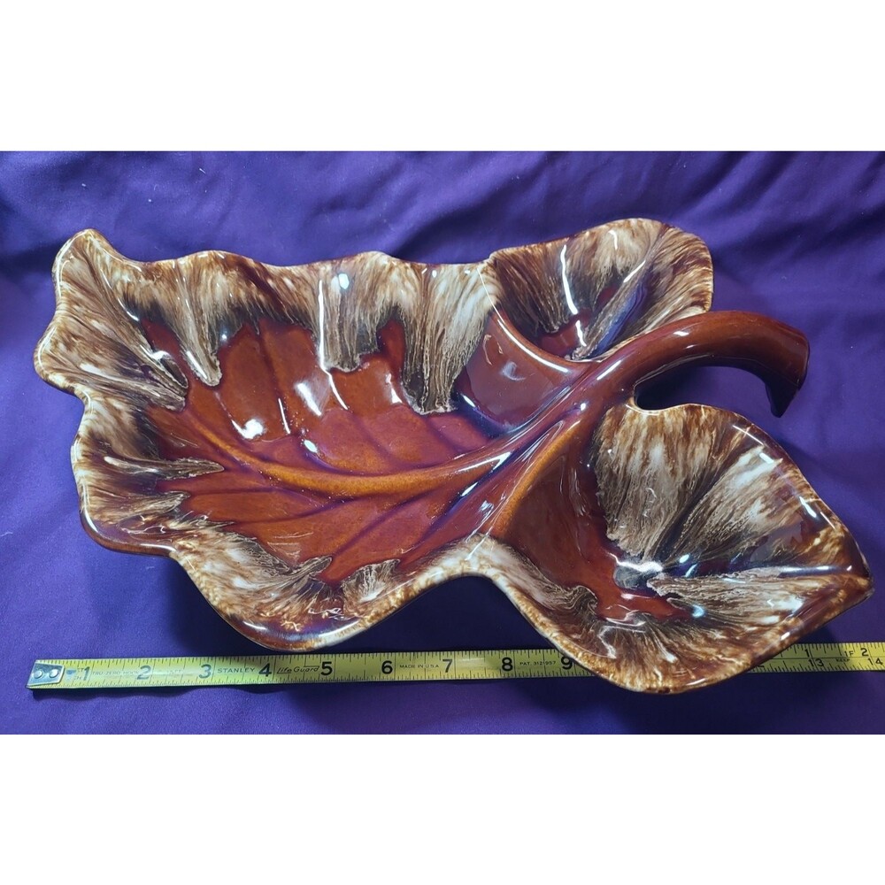 Hull Pottery Maple Leaf  Drip Glazed 3 Compartment Platter